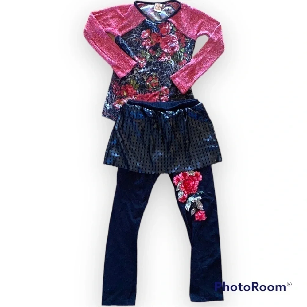 BMG Couture Floral Animal Print Set 7/8Y